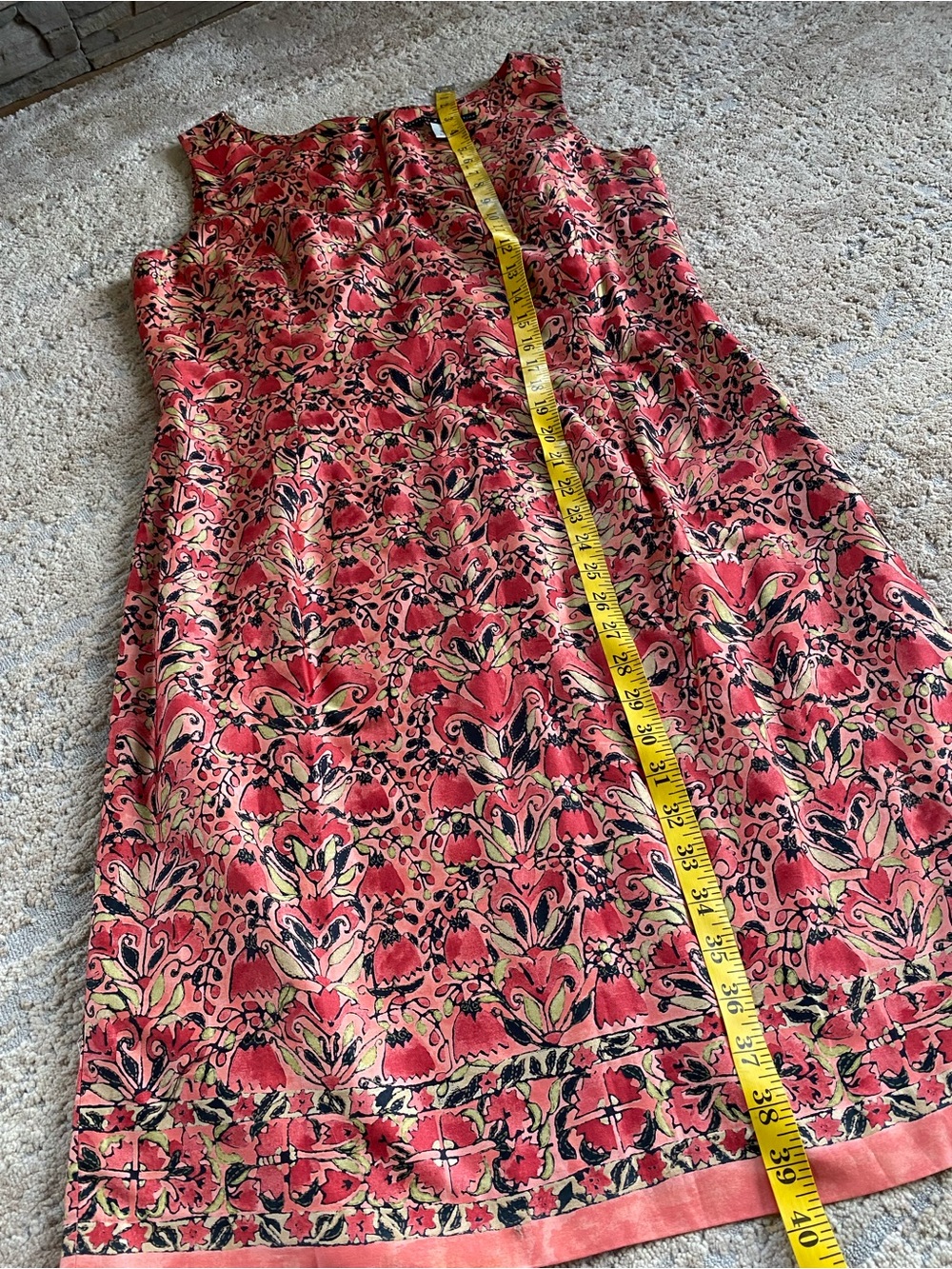 Peruvian Connection Floral Coral Floral V-Neck Pima Cotton Dress Summer: 14 - Picture 9 of 9